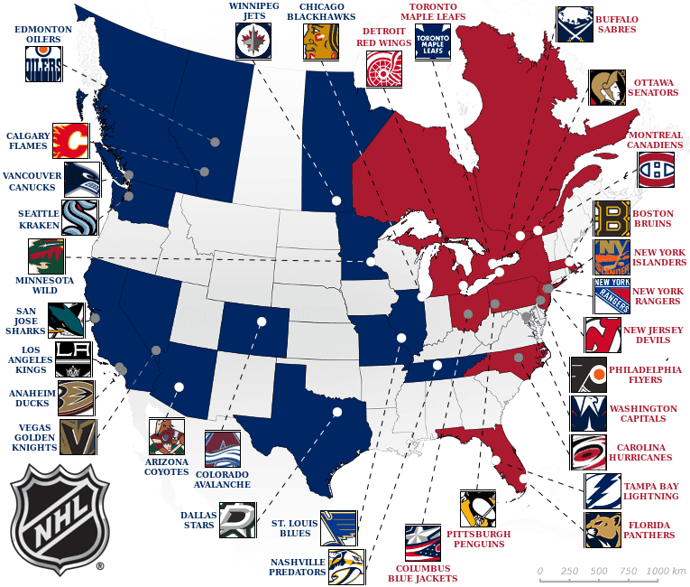 National Hockey League map