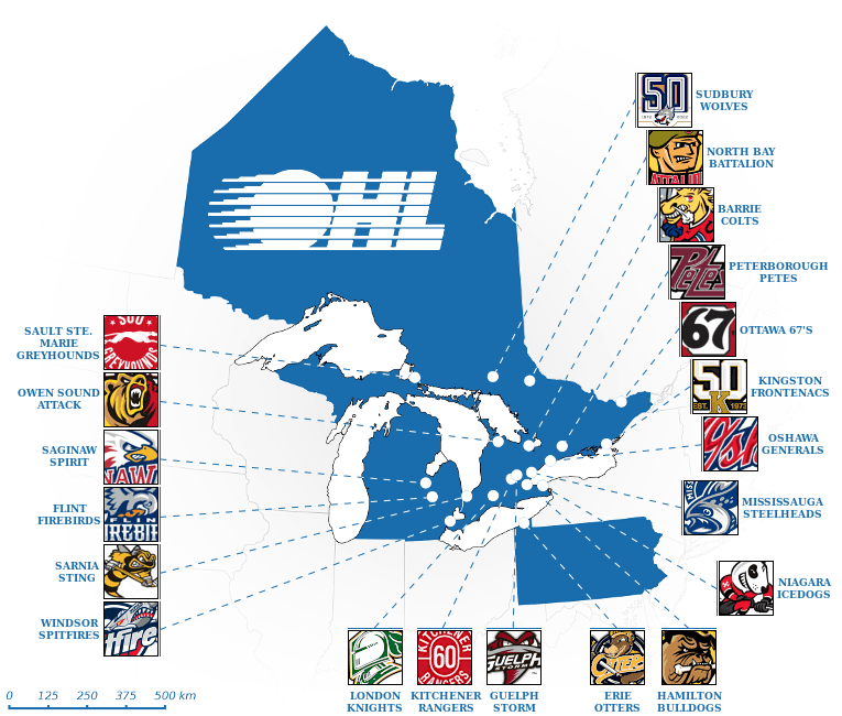 Ontario Hockey League map