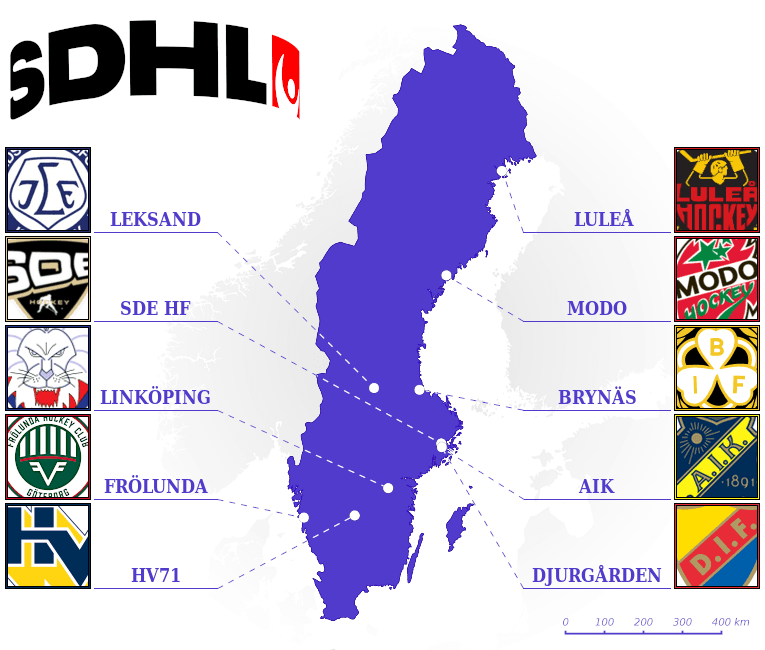 Svenska damhockeyligan map