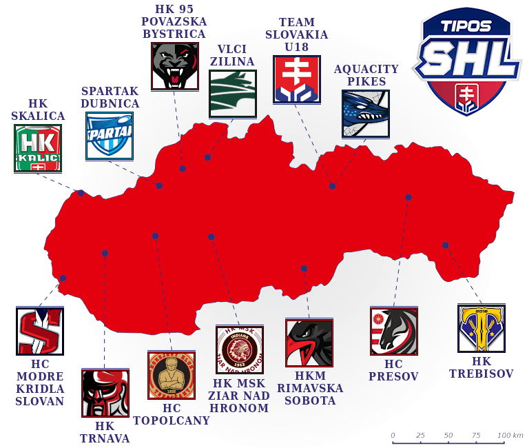 Slovenská hokejová liga map