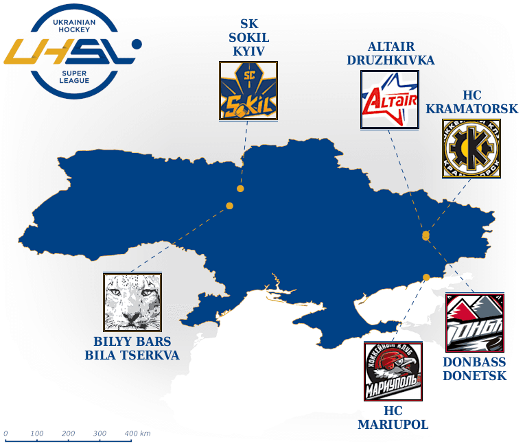 Ukrainian Hockey Super League map