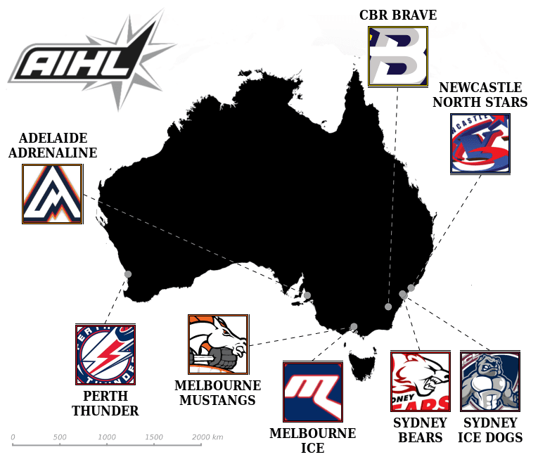 Australian Ice Hockey League map