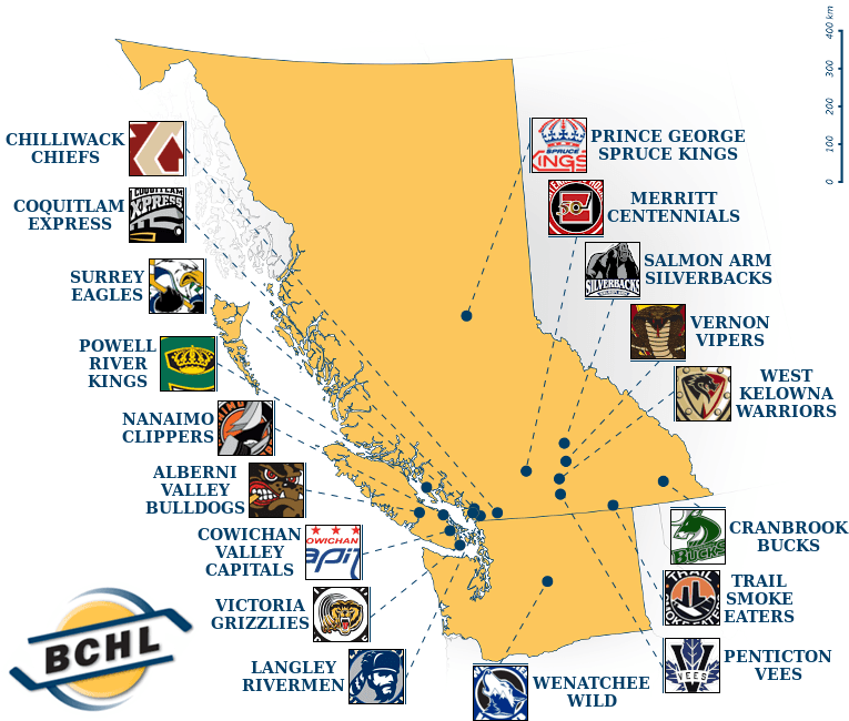 British Columbia Hockey League map