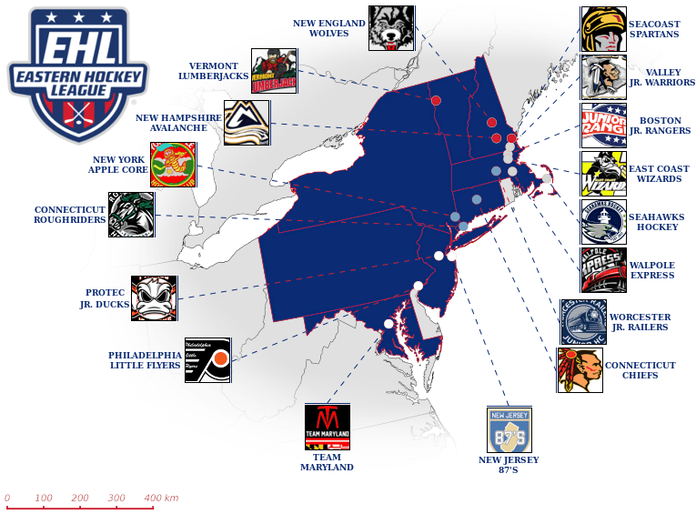 Eastern Hockey League map