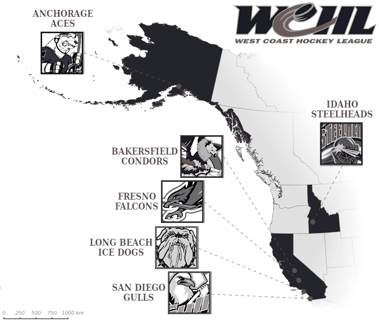 West Coast Hockey League map