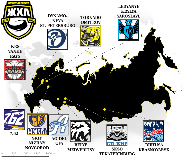 Zhenskaya Hockey League map